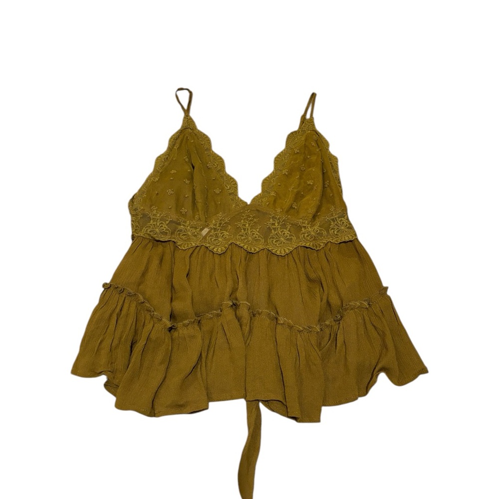 Free people greenish brown pillow talk pace tank top